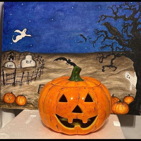 Other - Halloween Pottery Kiln Fired Speckled Glaze jack o lantern